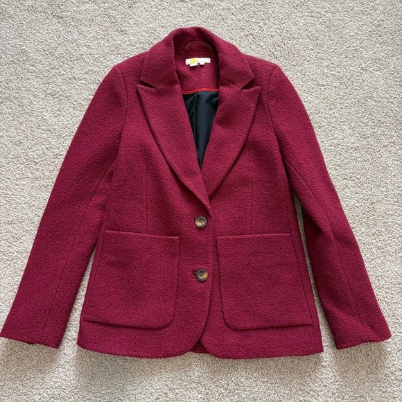 Boden Jackets & Blazers - Boden Marylebone Textured Blazer Womens 4 Burgundy Red Classy Professional